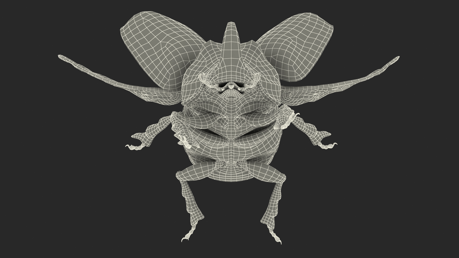 Rhinoceros Beetle Oryctes Nasicornis Flying with Fur 3D