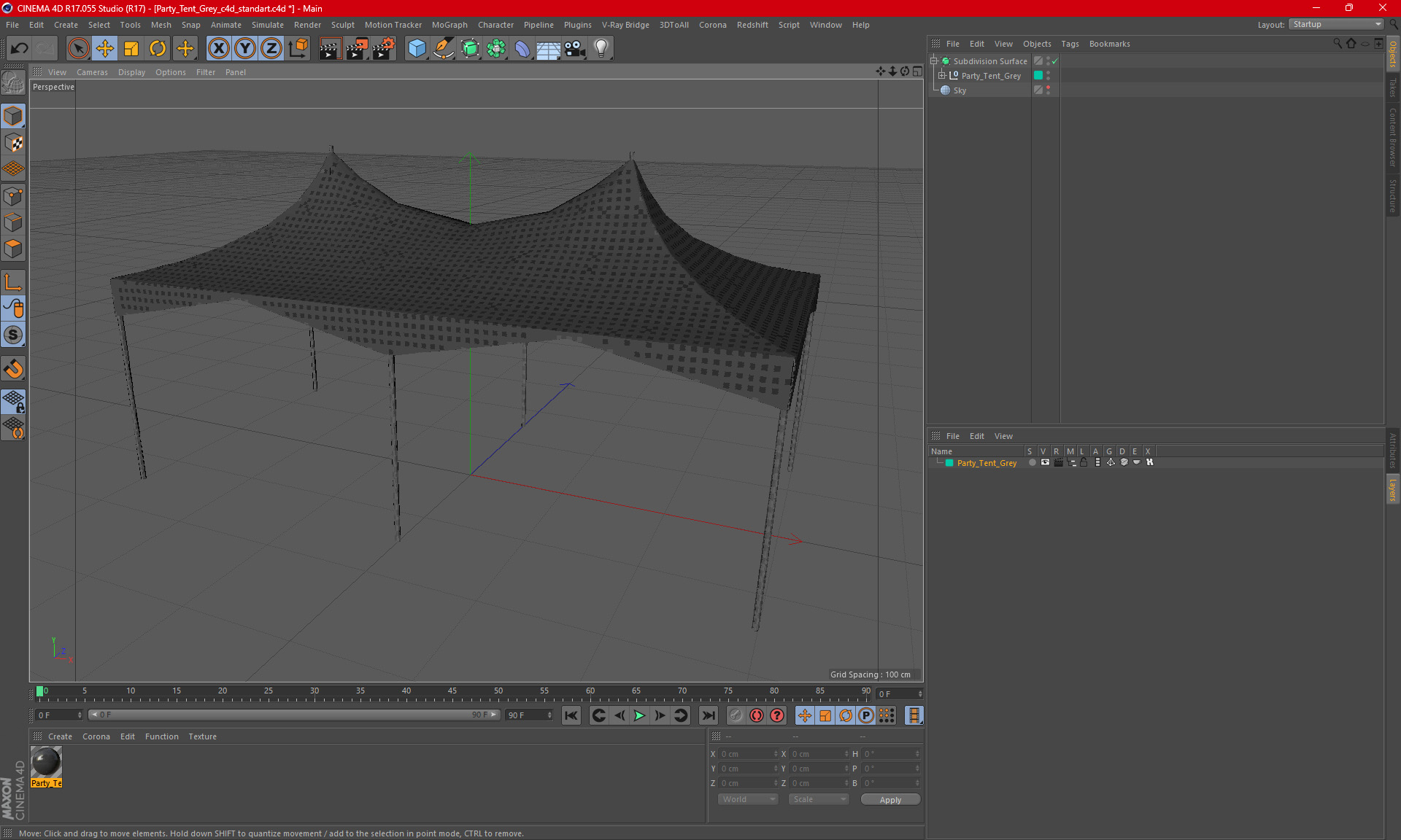 3D model Party Tent Grey