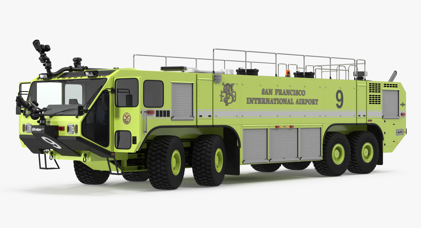 3D Oshkosh Striker 4500 Aircraft Rescue and Firefighting Vehicle Rigged model