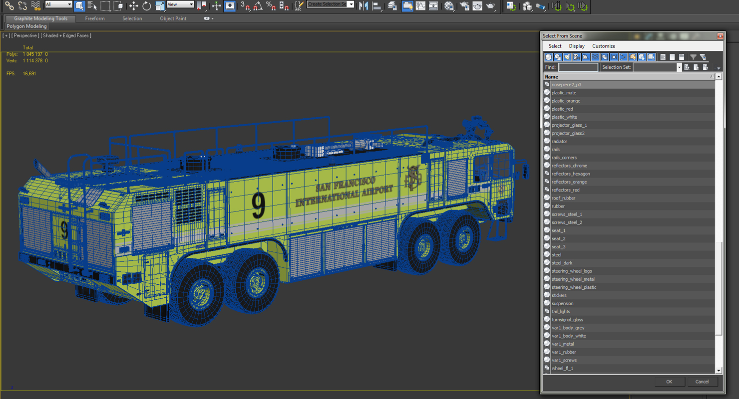 3D Oshkosh Striker 4500 Aircraft Rescue and Firefighting Vehicle Rigged model