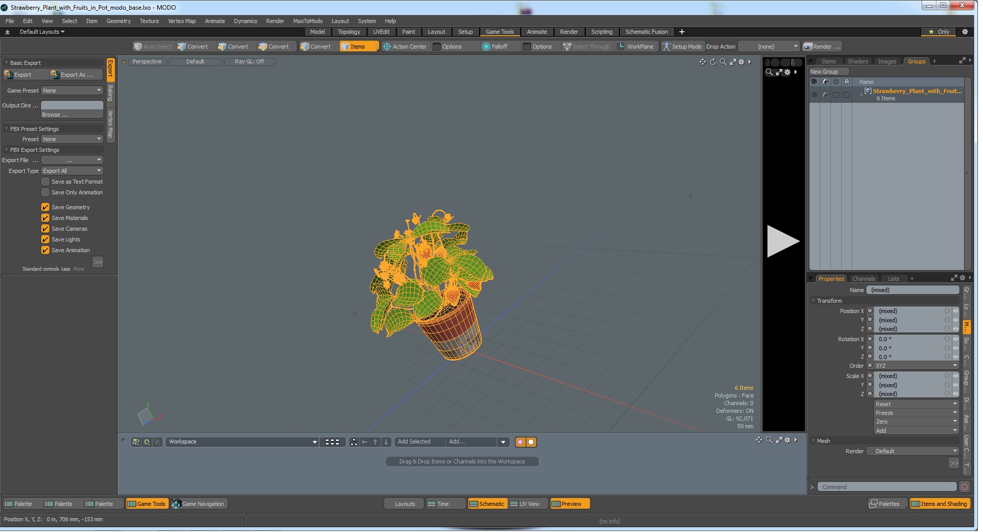 3D model Strawberry Plant with Fruits in Pot
