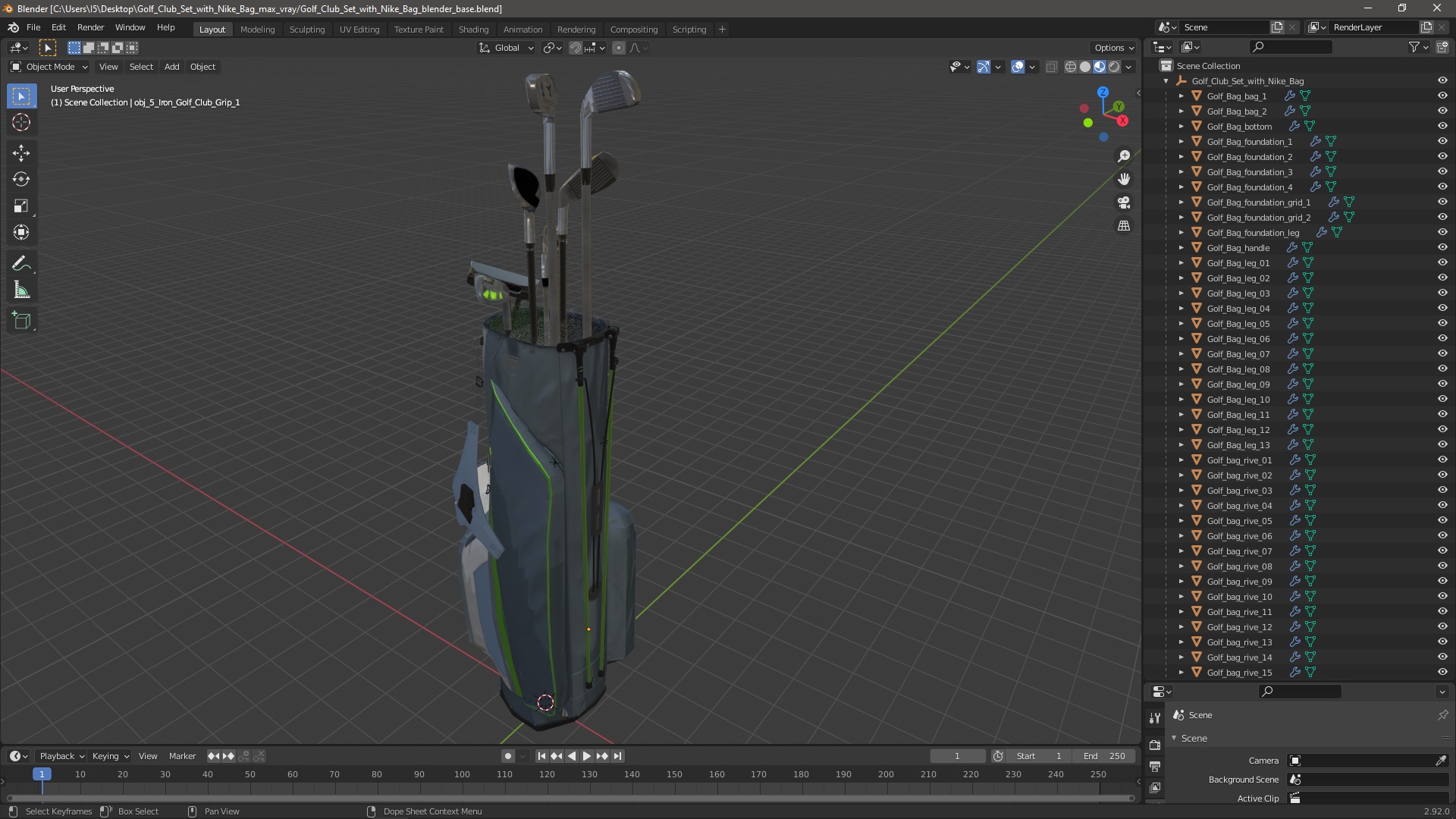 Golf Club Set with Nike Bag 3D