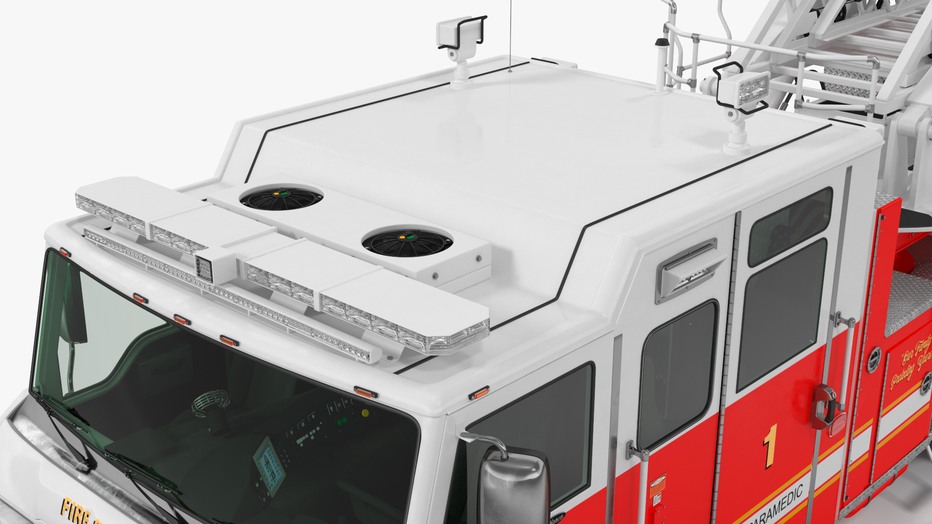 3D model Velocity Ascendant 107 Heavy Duty Tiller Aerial Ladder Red Rigged