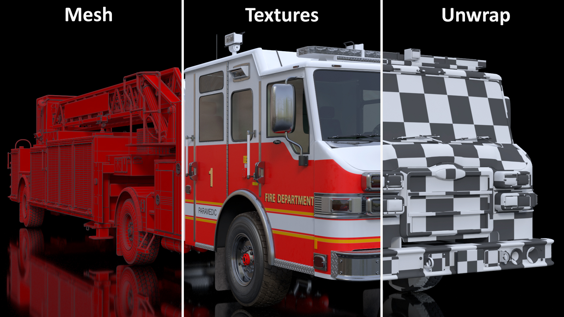 3D model Velocity Ascendant 107 Heavy Duty Tiller Aerial Ladder Red Rigged
