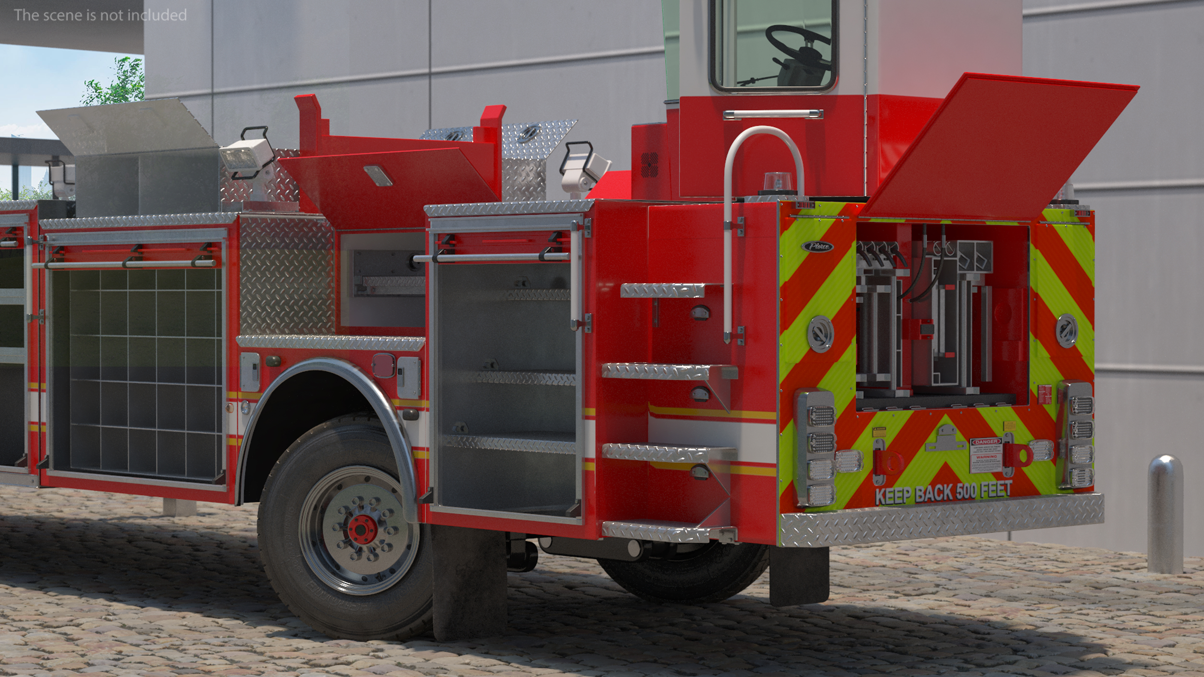3D model Velocity Ascendant 107 Heavy Duty Tiller Aerial Ladder Red Rigged