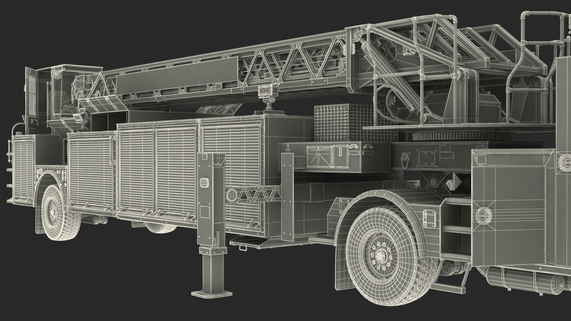 3D model Velocity Ascendant 107 Heavy Duty Tiller Aerial Ladder Red Rigged