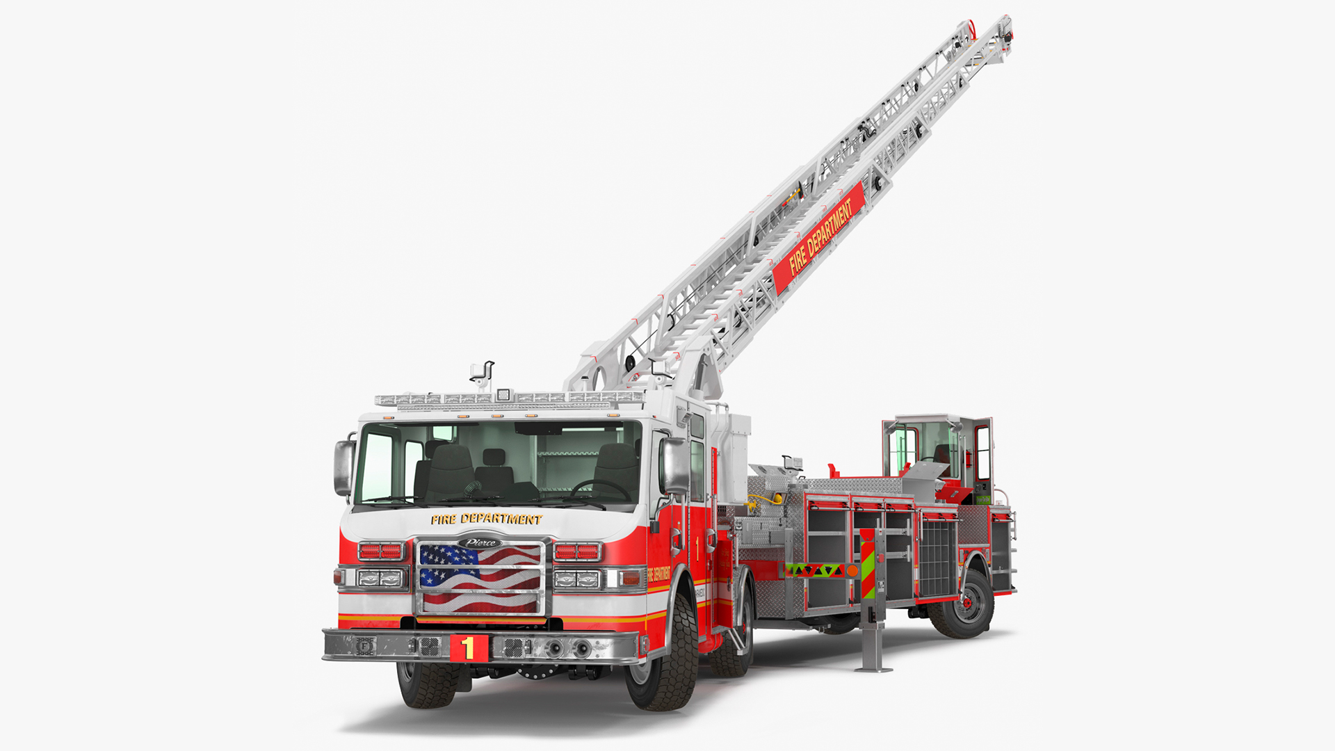 3D model Velocity Ascendant 107 Heavy Duty Tiller Aerial Ladder Red Rigged