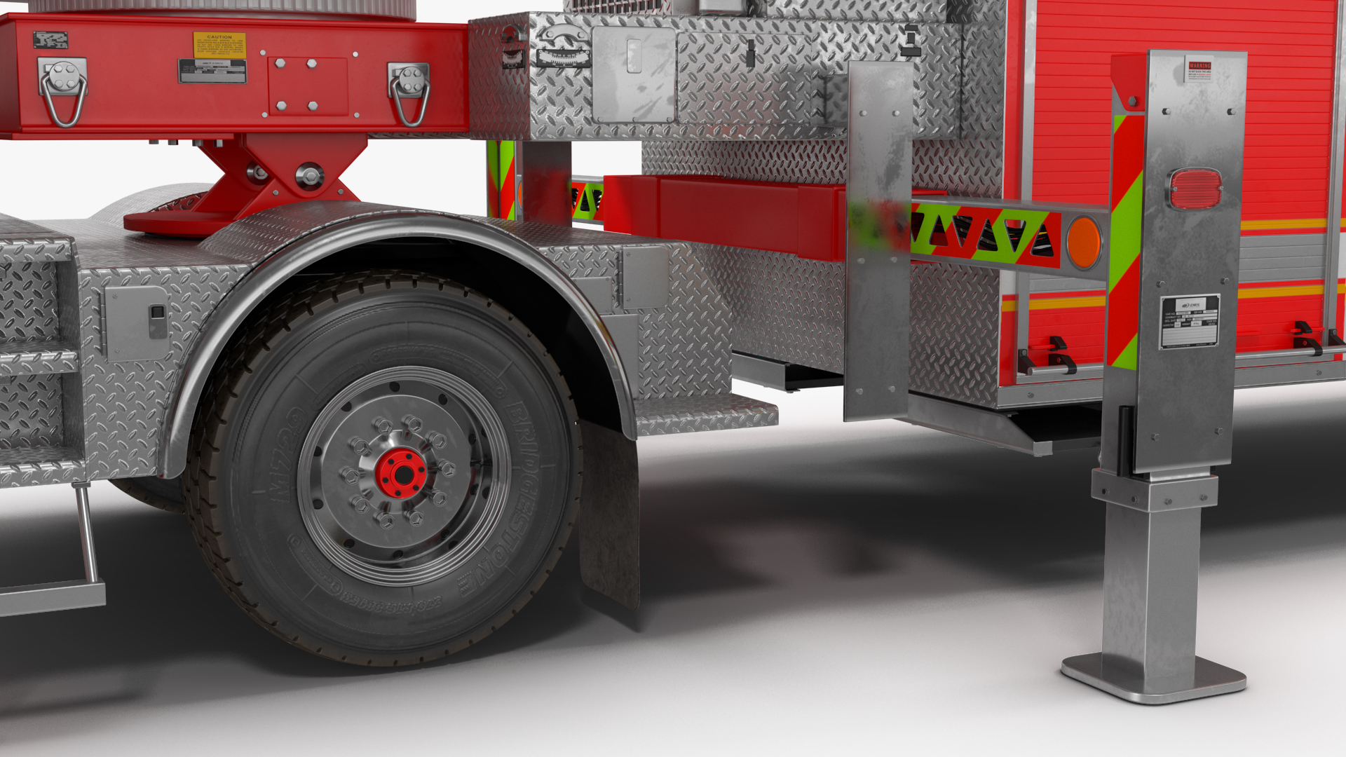 3D model Velocity Ascendant 107 Heavy Duty Tiller Aerial Ladder Red Rigged