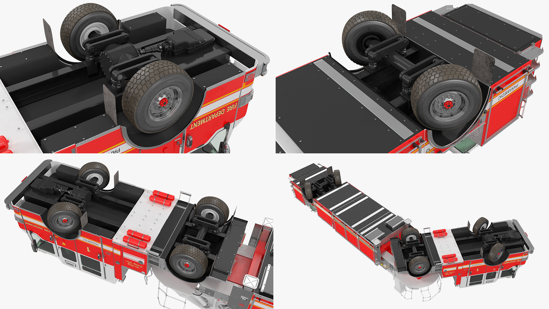 3D model Velocity Ascendant 107 Heavy Duty Tiller Aerial Ladder Red Rigged