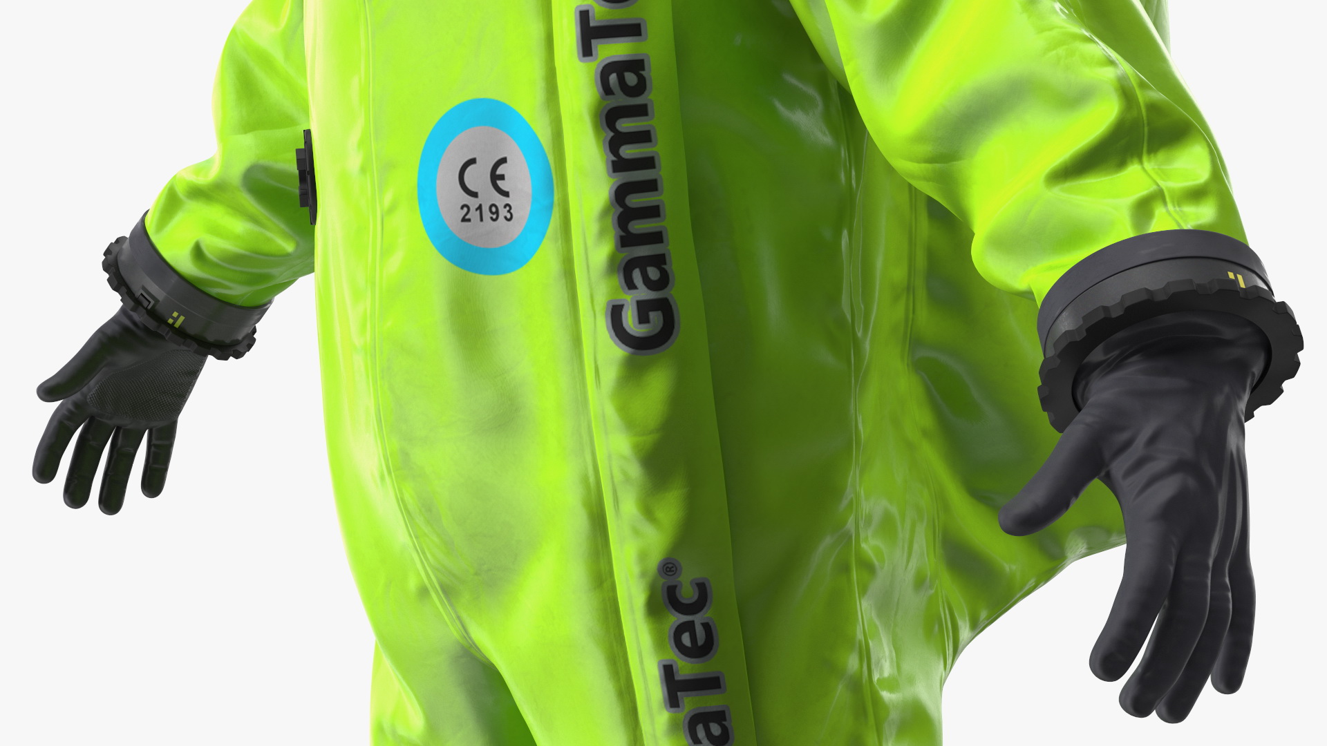 3D Heavy Duty Chemical Protective Suit Green Rigged model