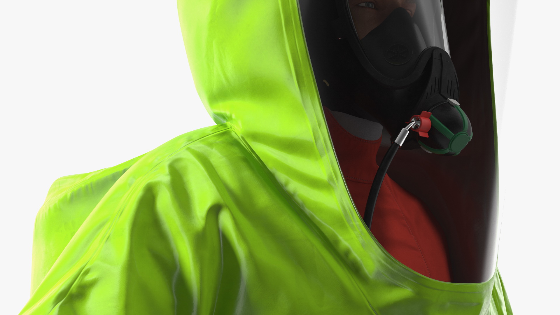 3D Heavy Duty Chemical Protective Suit Green Rigged model
