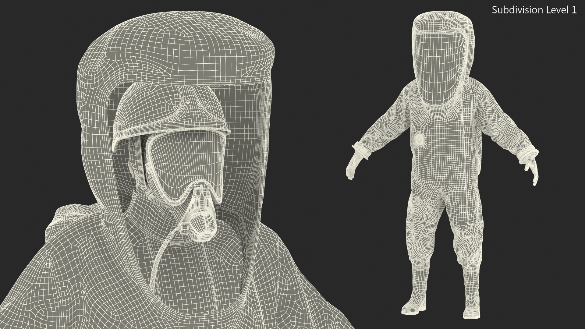 3D Heavy Duty Chemical Protective Suit Green Rigged model