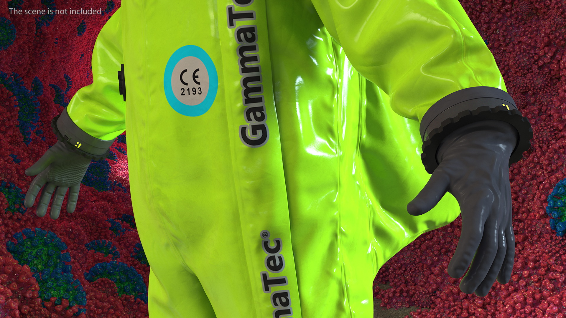 3D Heavy Duty Chemical Protective Suit Green Rigged model