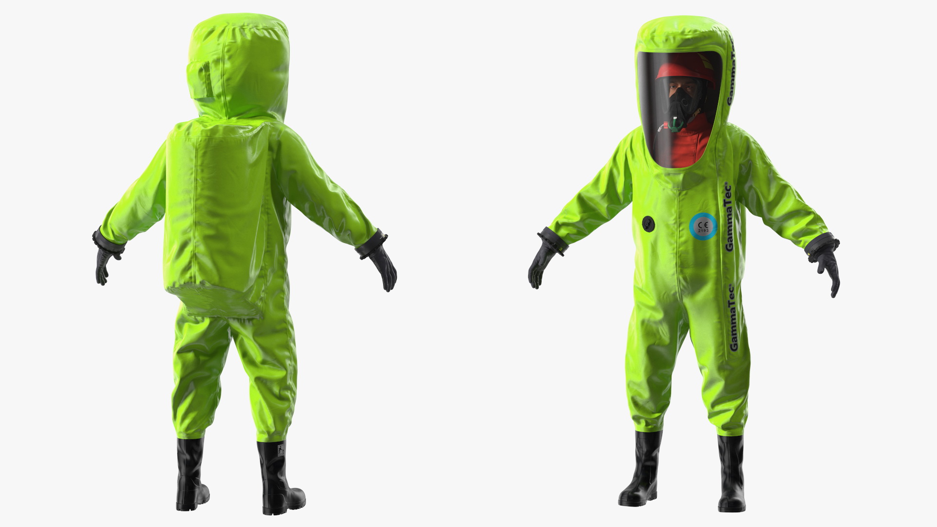 3D Heavy Duty Chemical Protective Suit Green Rigged model