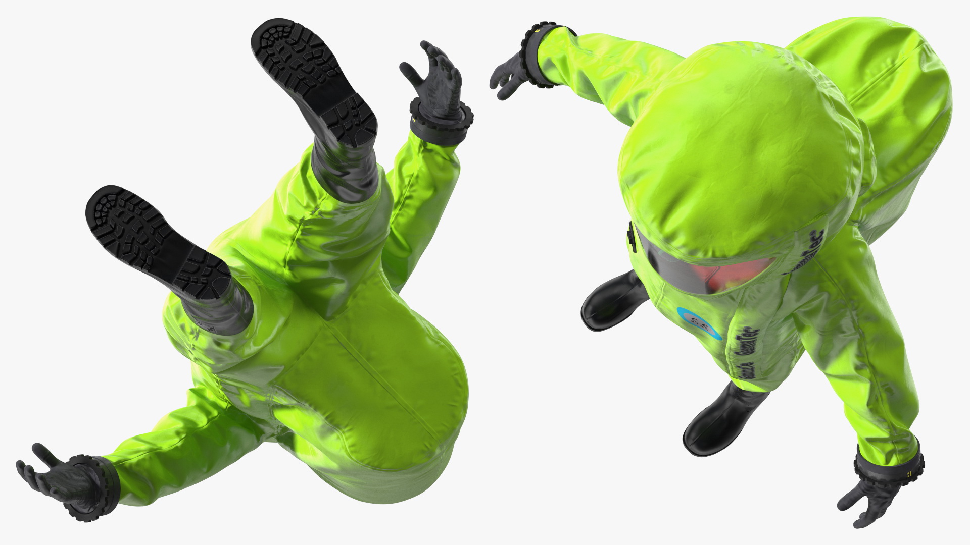 3D Heavy Duty Chemical Protective Suit Green Rigged model
