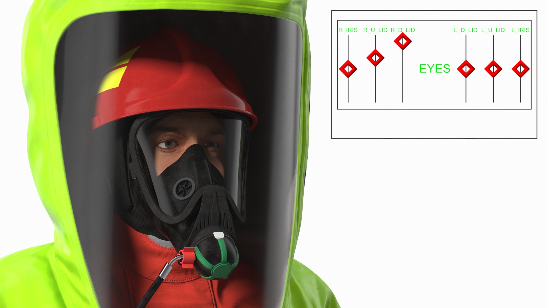 3D Heavy Duty Chemical Protective Suit Green Rigged model