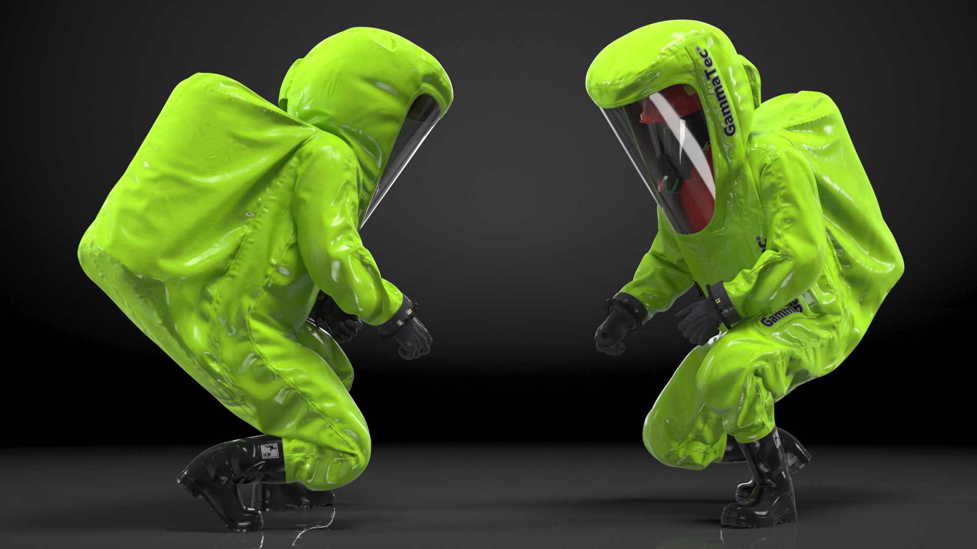 3D Heavy Duty Chemical Protective Suit Green Rigged model