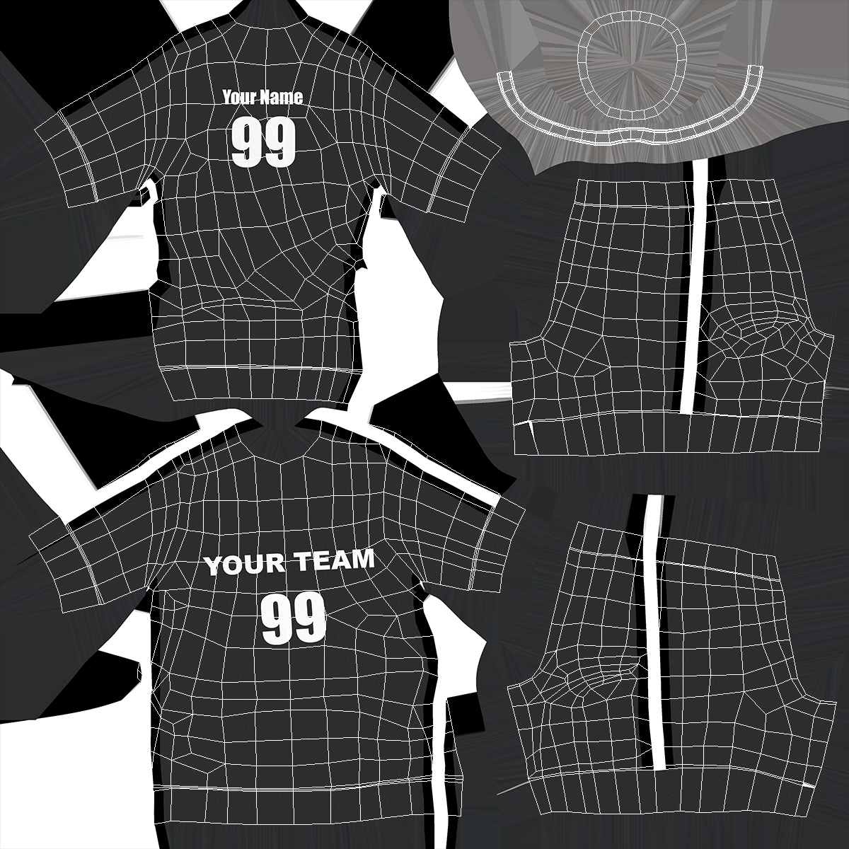 3D model Soccer Uniform Black Your Team