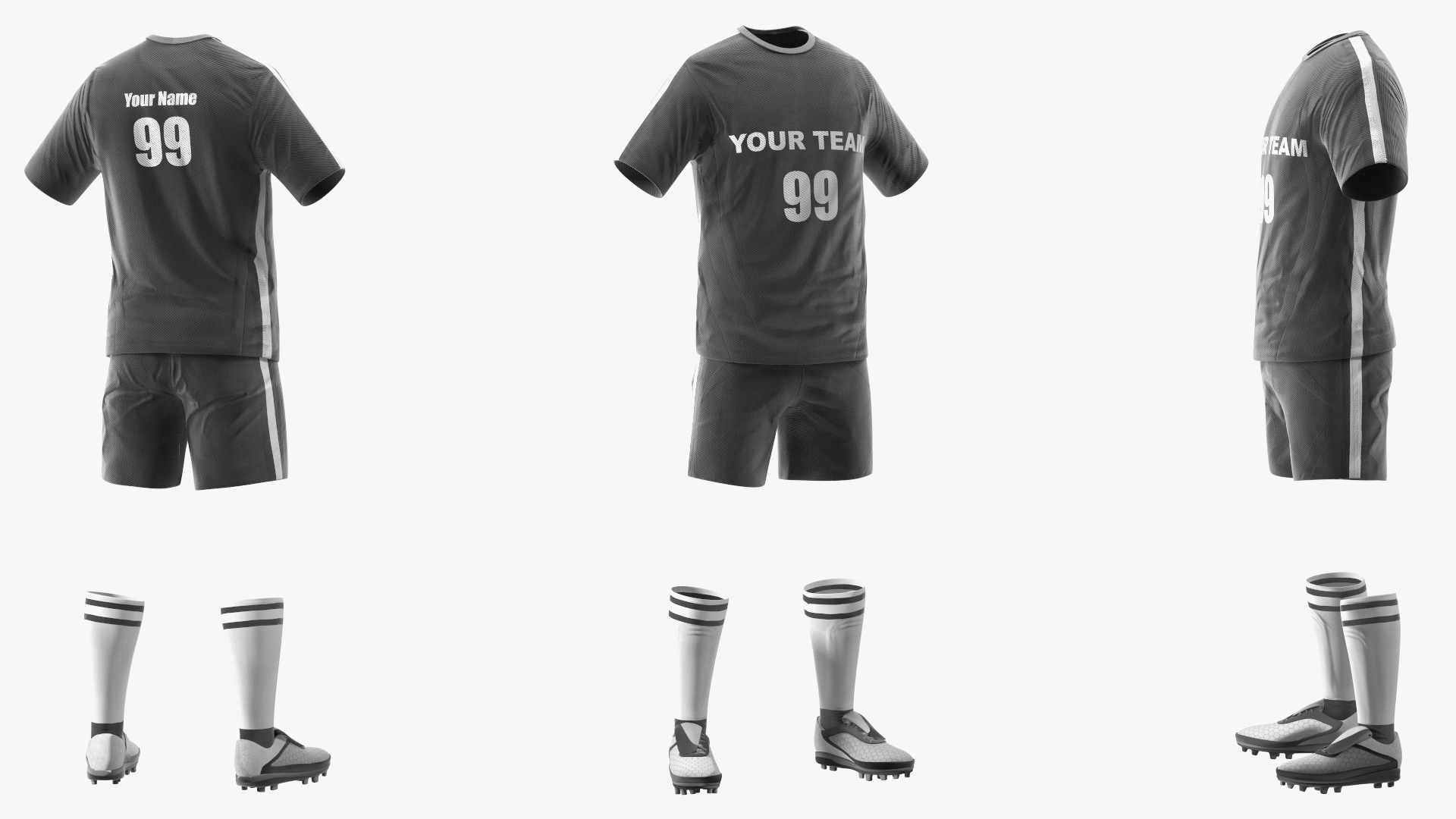 3D model Soccer Uniform Black Your Team