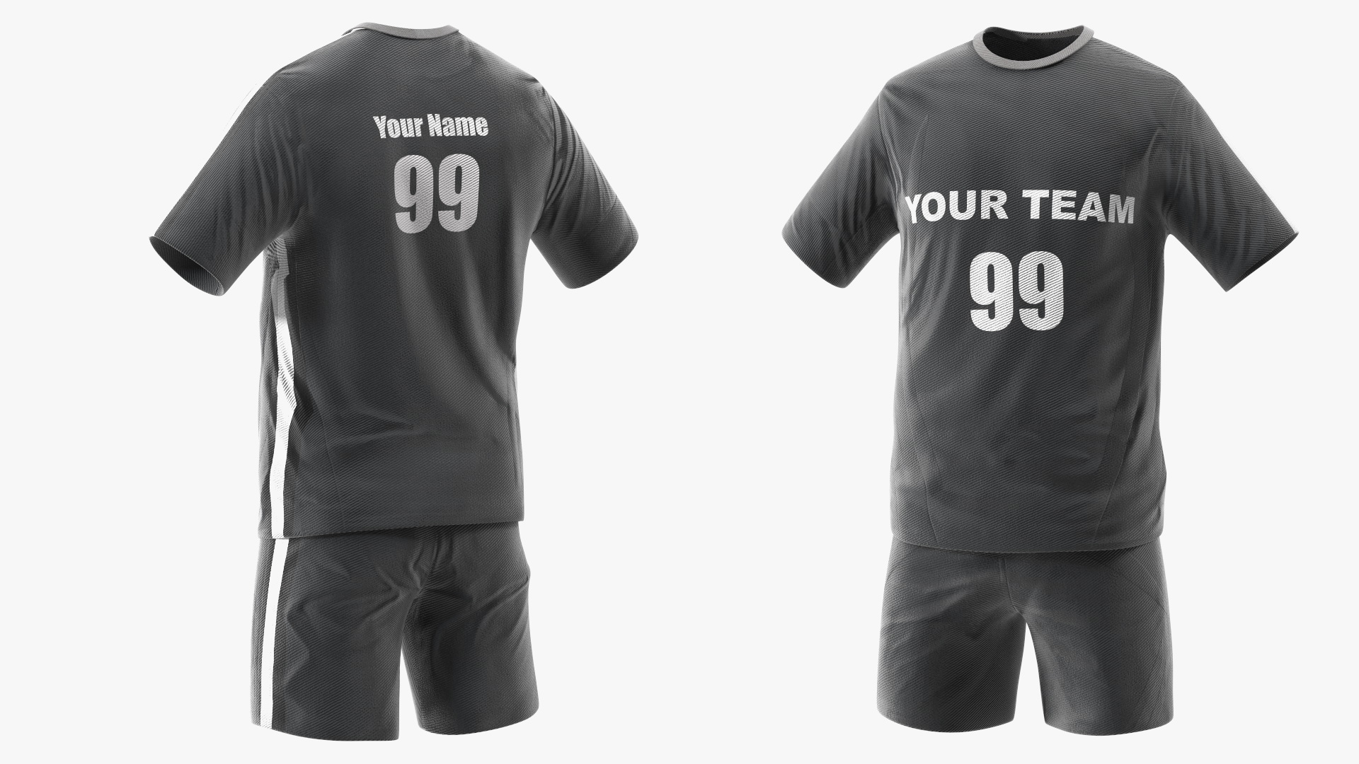 3D model Soccer Uniform Black Your Team