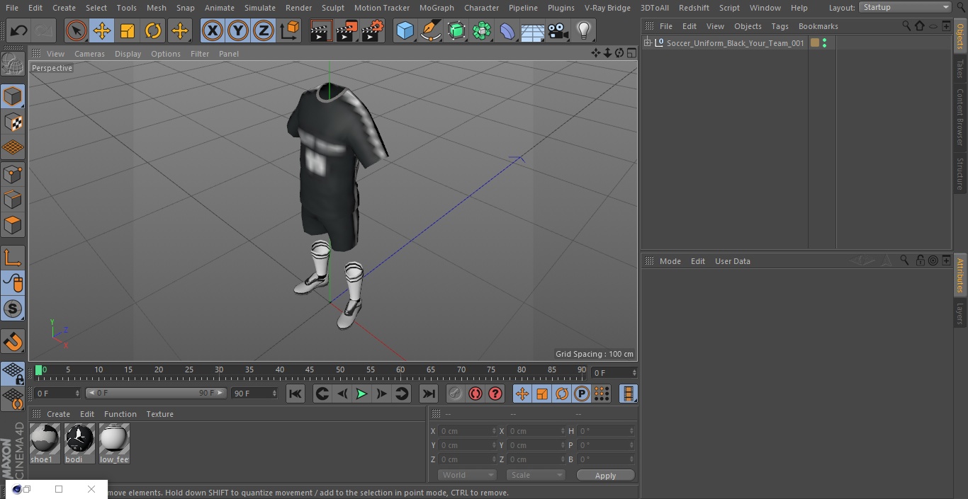 3D model Soccer Uniform Black Your Team