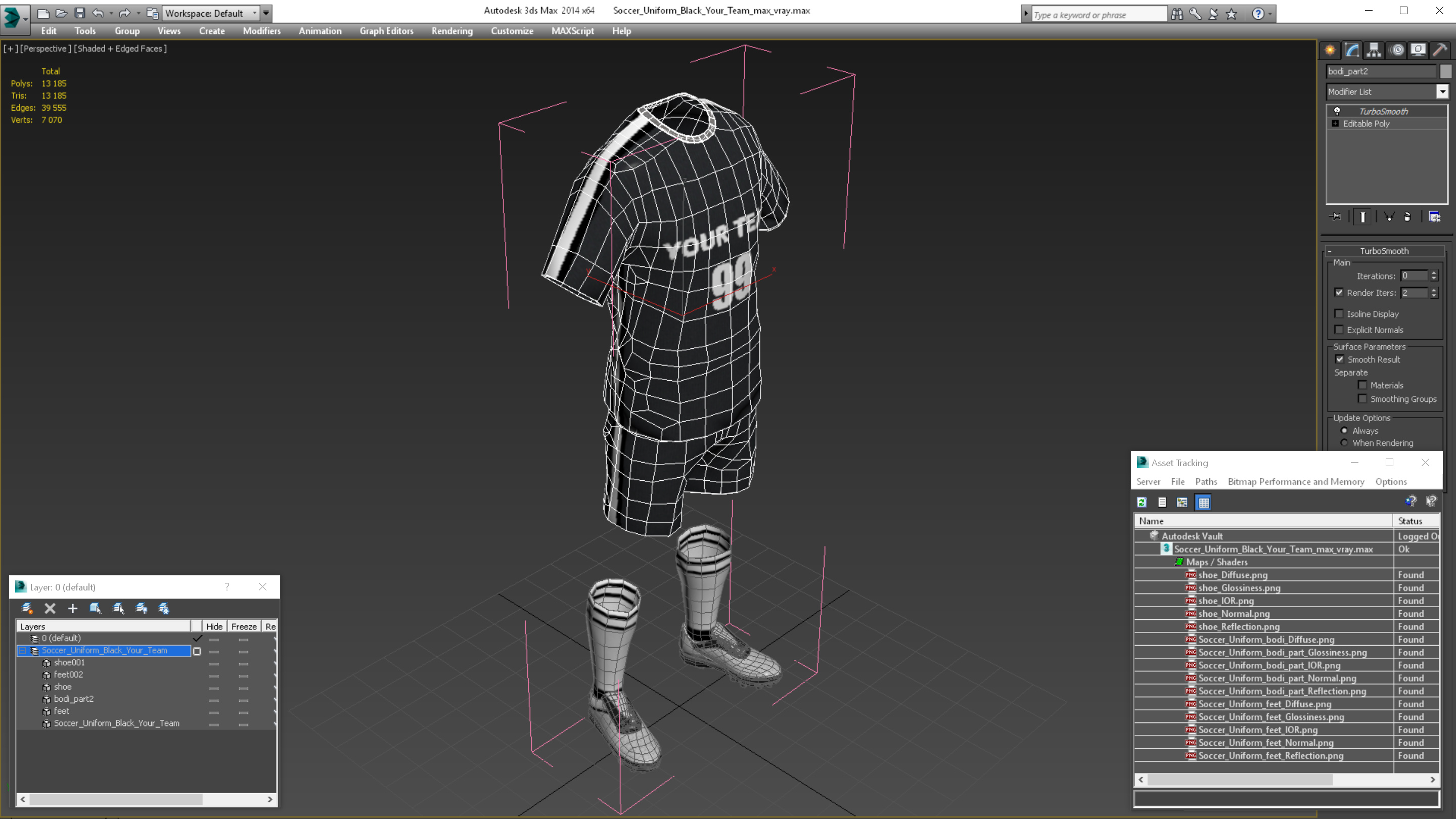 3D model Soccer Uniform Black Your Team