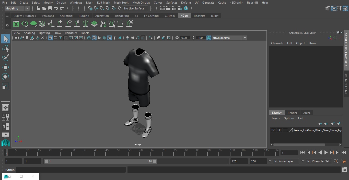 3D model Soccer Uniform Black Your Team