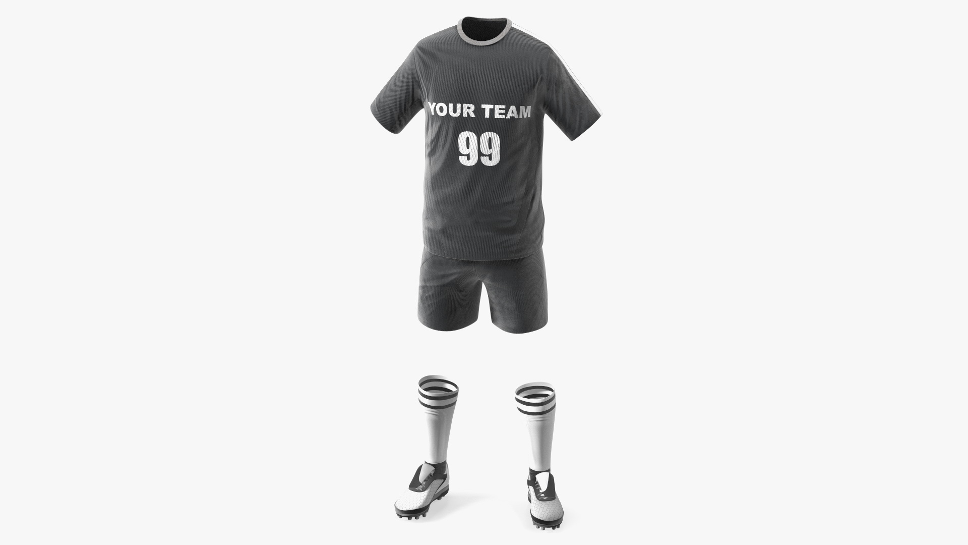 3D model Soccer Uniform Black Your Team