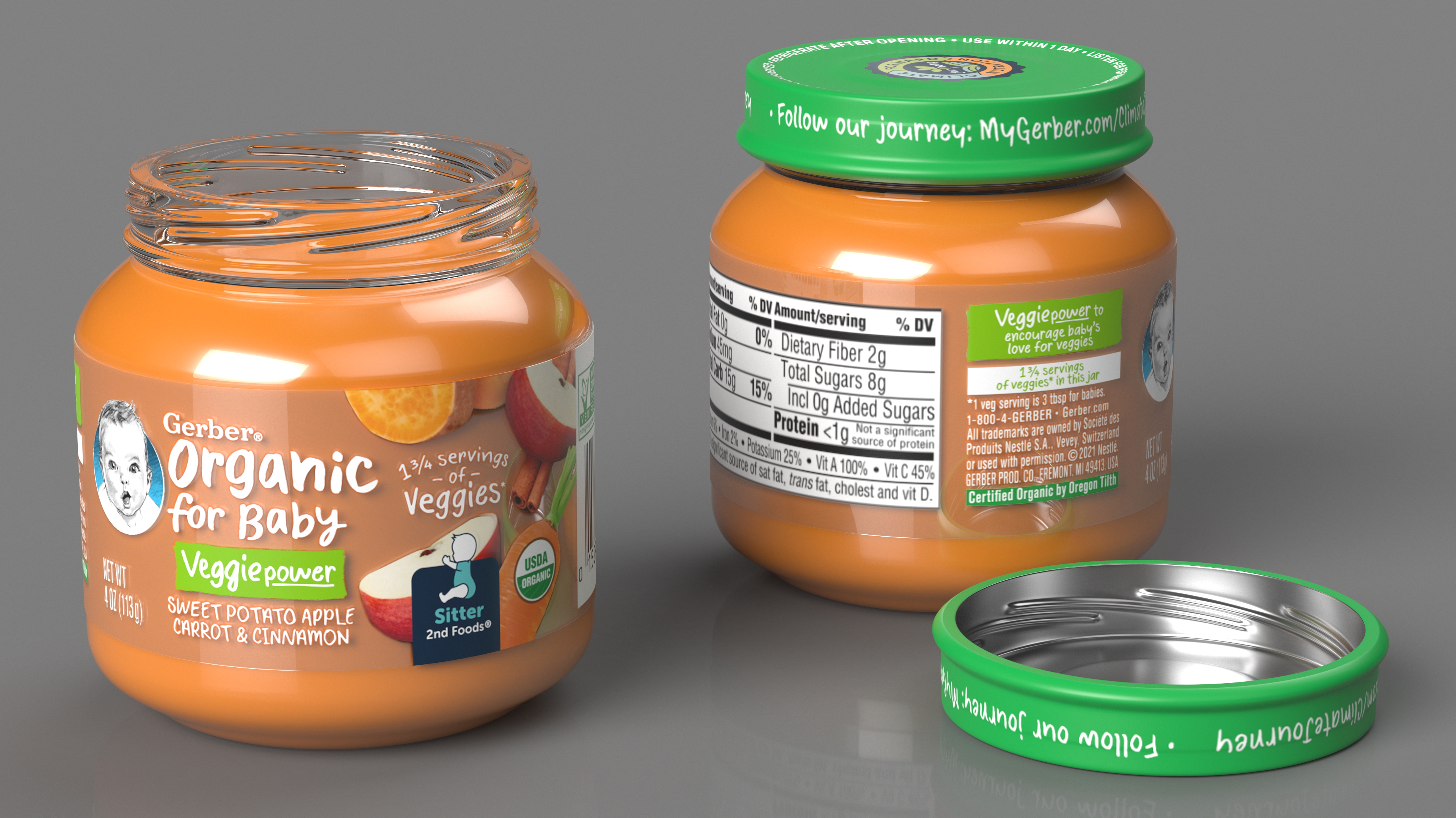 Carrot Baby Food Jar Gerber 113g 3D