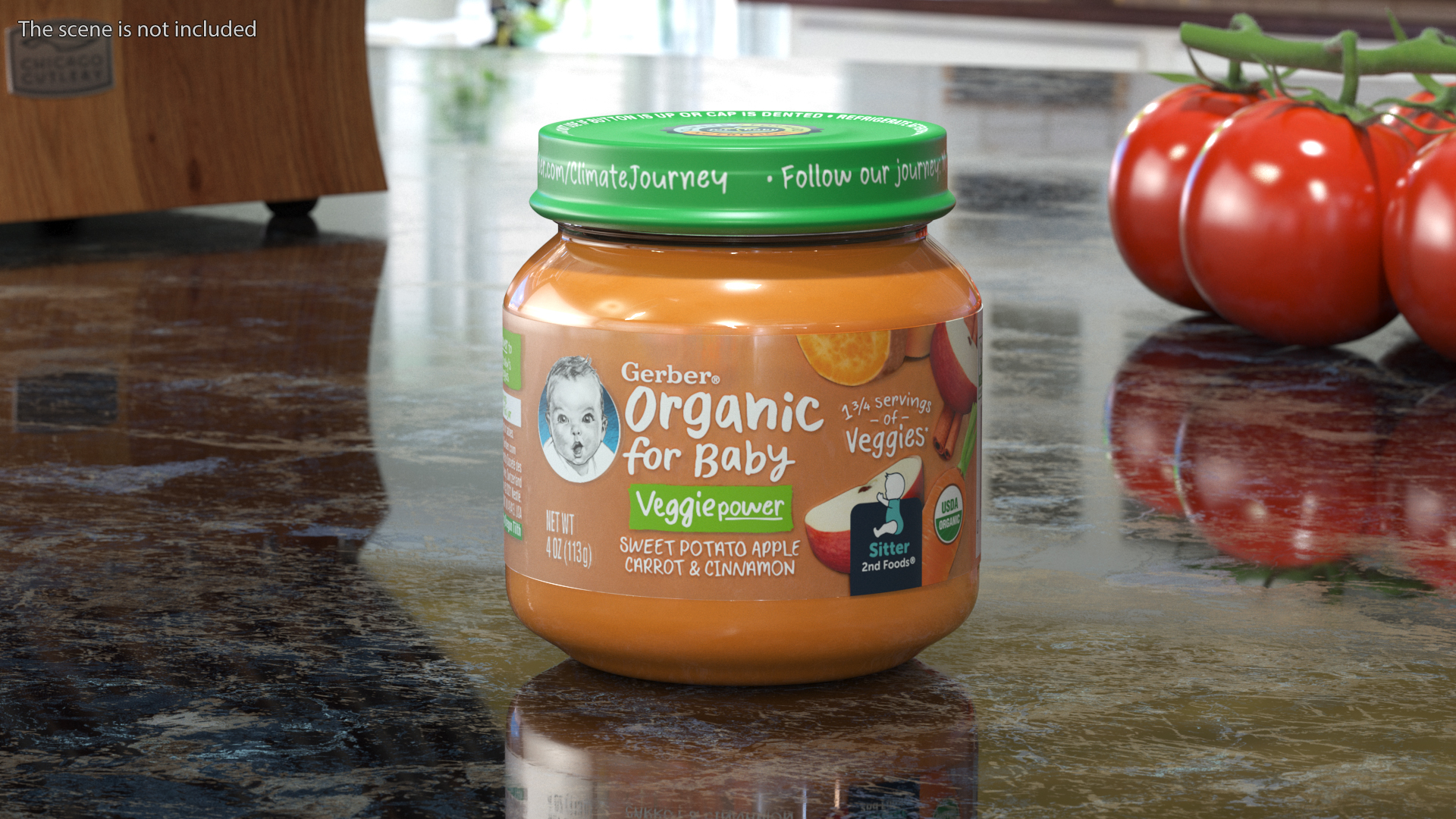 Carrot Baby Food Jar Gerber 113g 3D