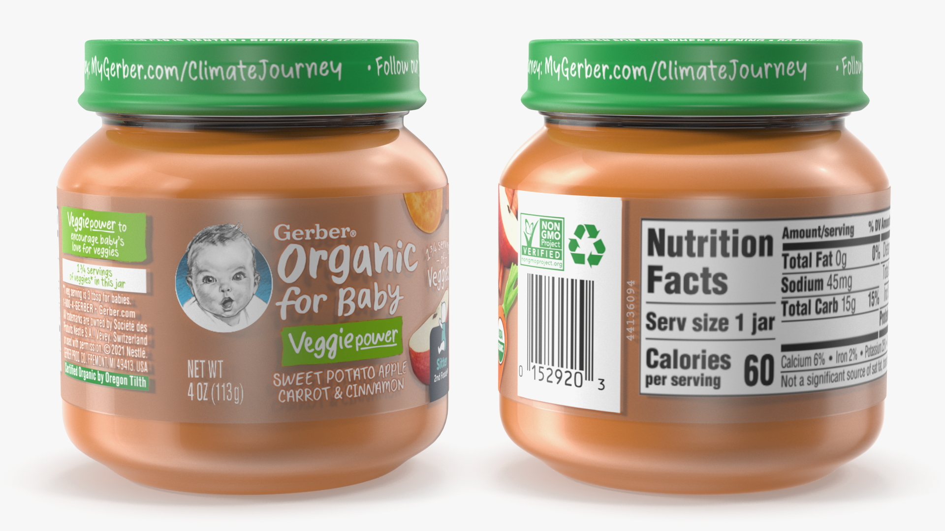 Carrot Baby Food Jar Gerber 113g 3D