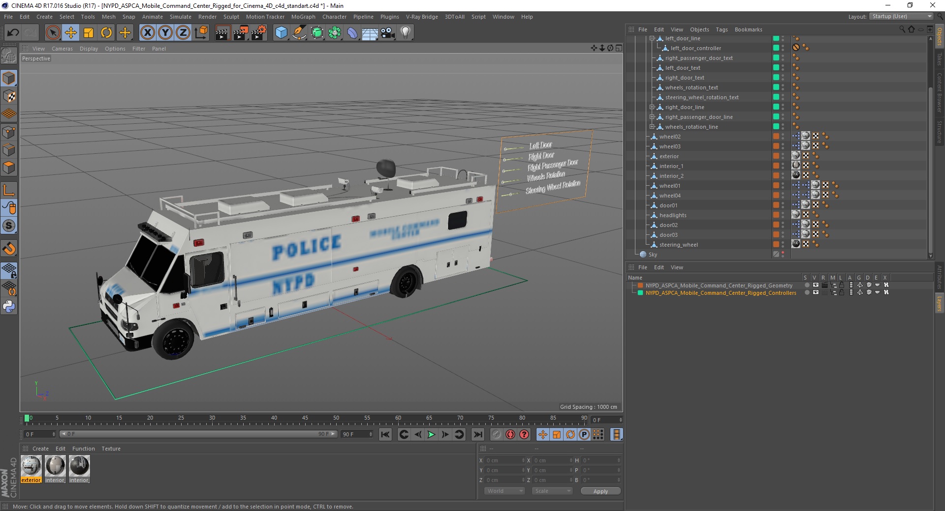 3D NYPD ASPCA Mobile Command Center Rigged for Cinema 4D model
