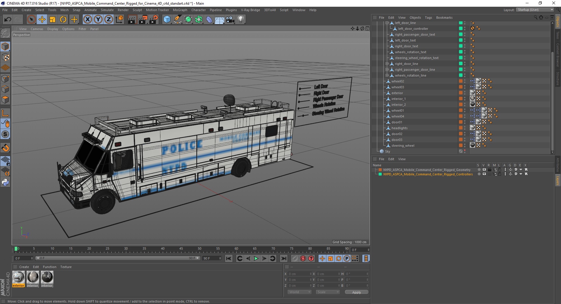 3D NYPD ASPCA Mobile Command Center Rigged for Cinema 4D model