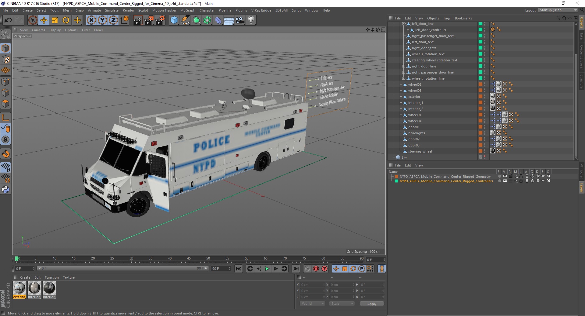 3D NYPD ASPCA Mobile Command Center Rigged for Cinema 4D model