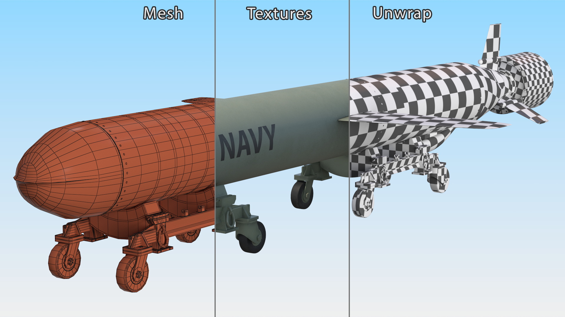Royal Navy Missile on Trolley 3D model