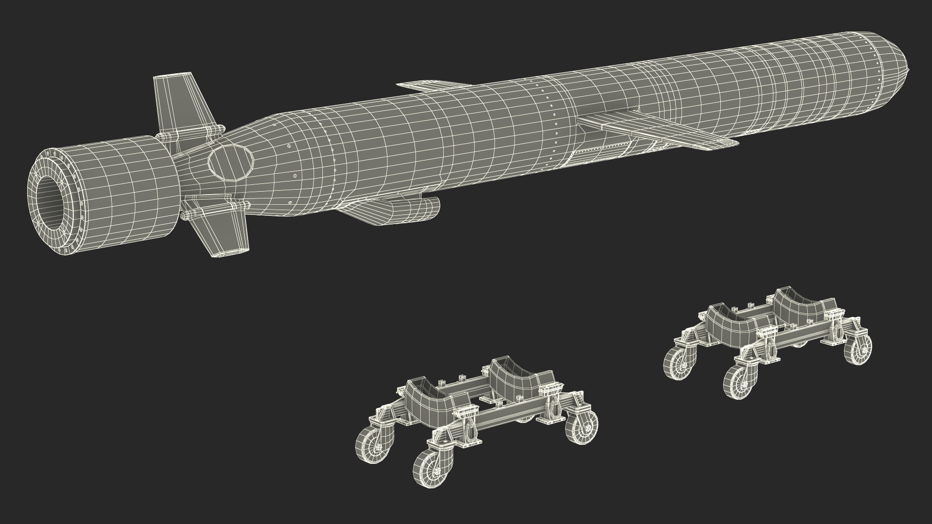 Royal Navy Missile on Trolley 3D model