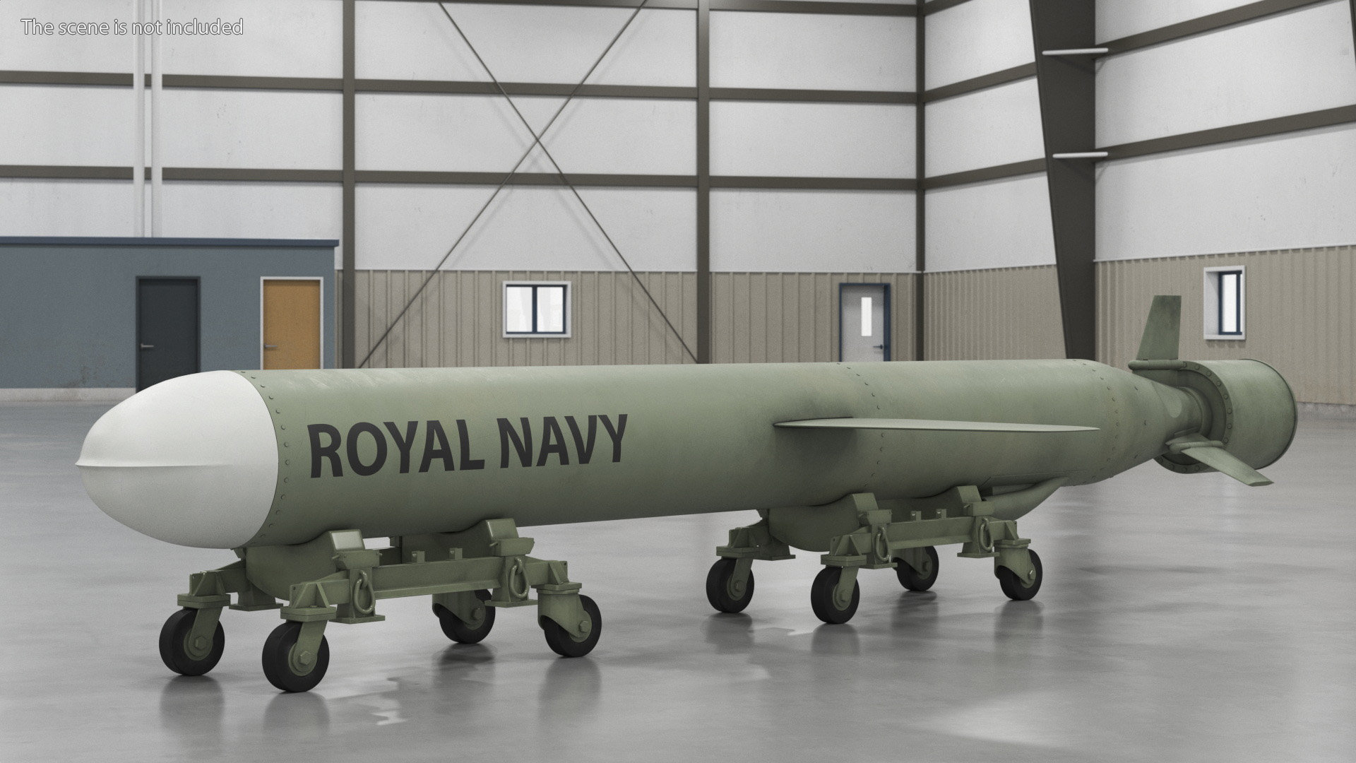 Royal Navy Missile on Trolley 3D model