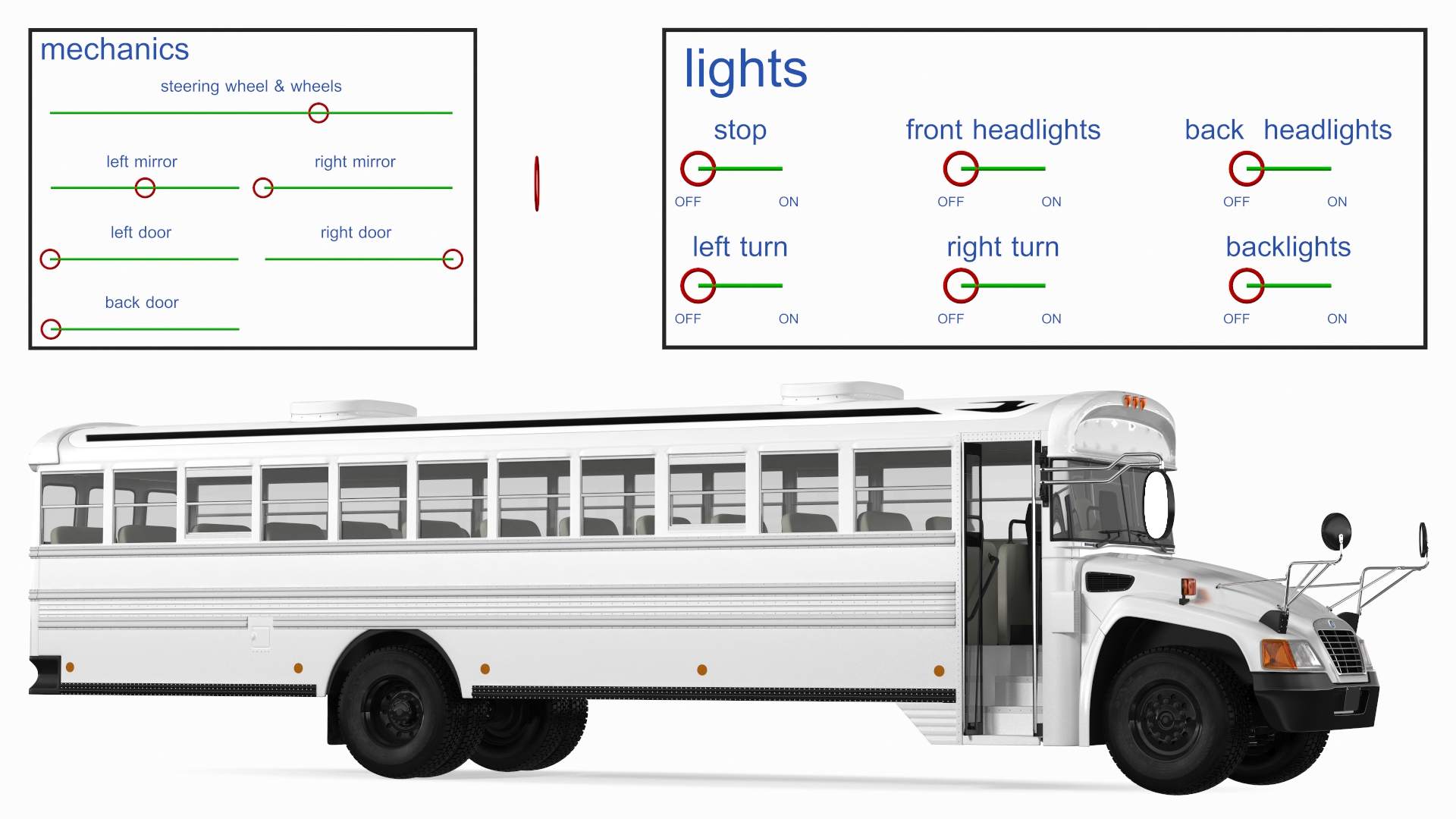 3D Blue Bird Vision Commercial Bus Rigged model