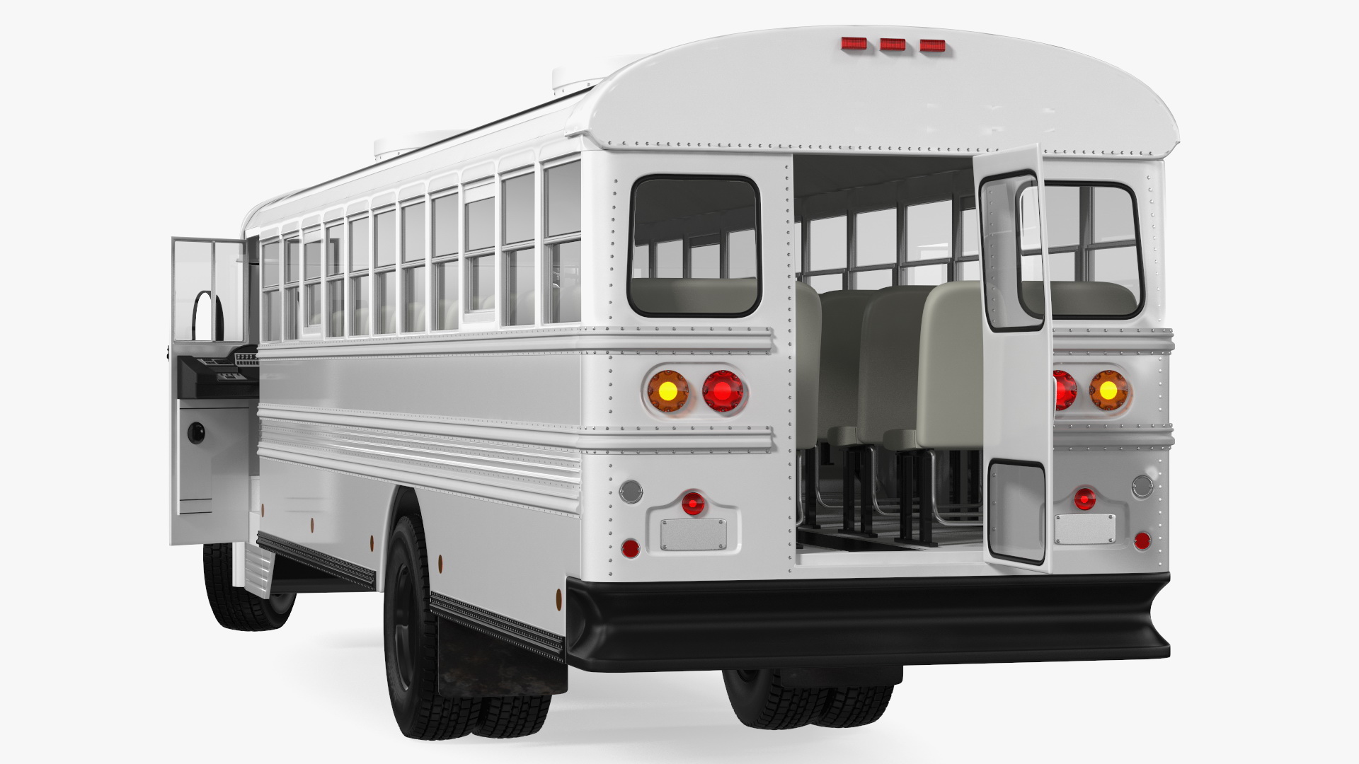 3D Blue Bird Vision Commercial Bus Rigged model