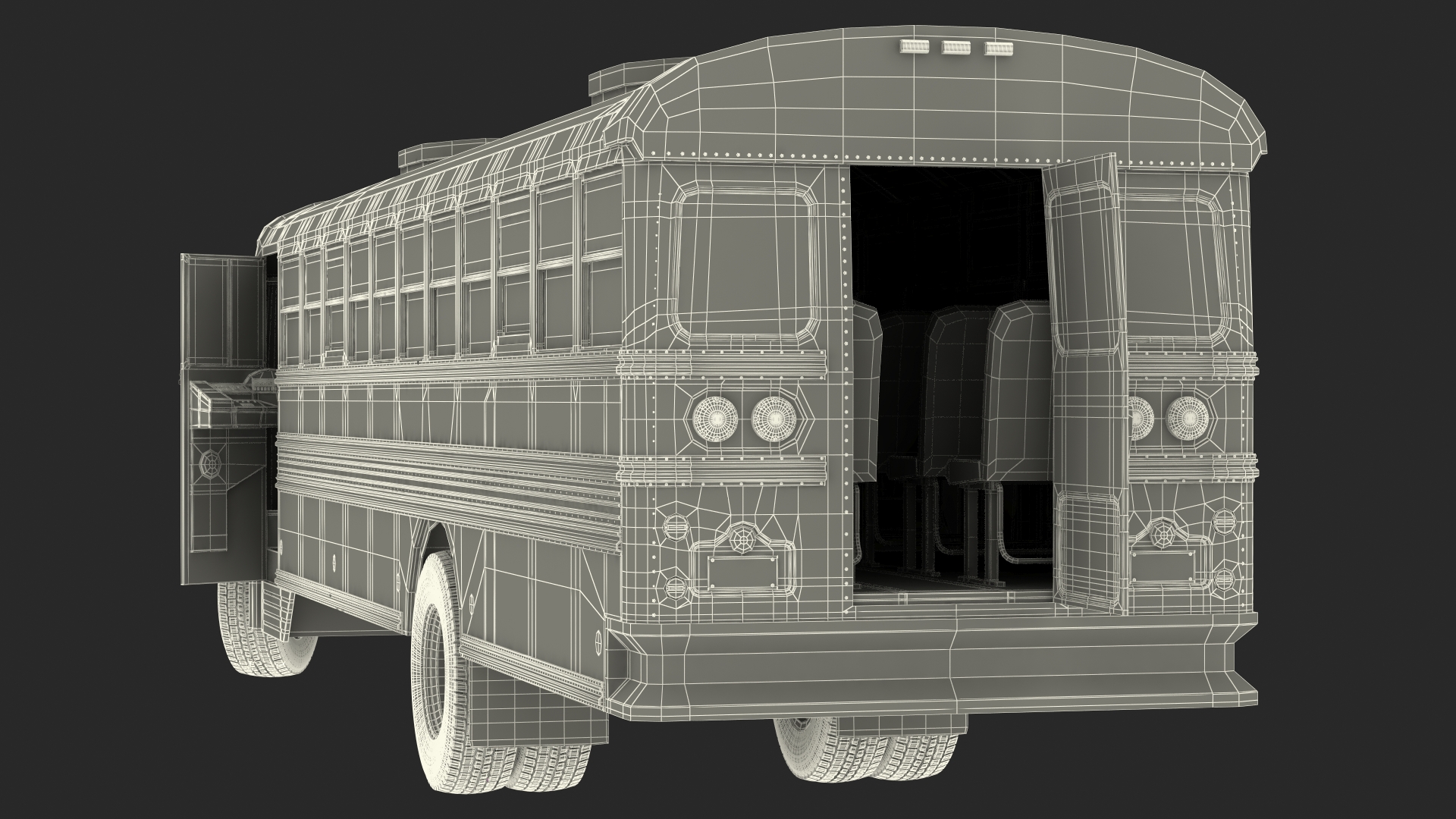 3D Blue Bird Vision Commercial Bus Rigged model