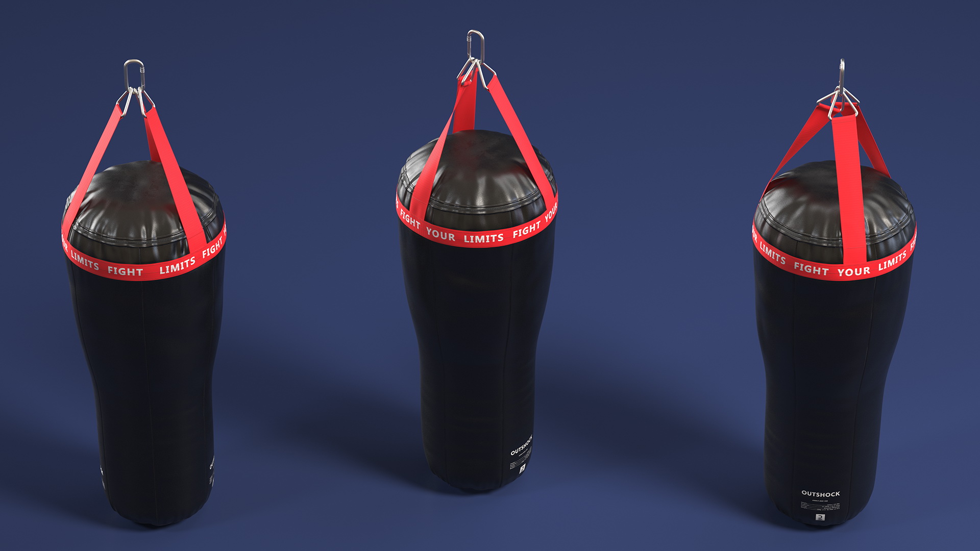 Leather Uppercut Punch Bag Black 3D