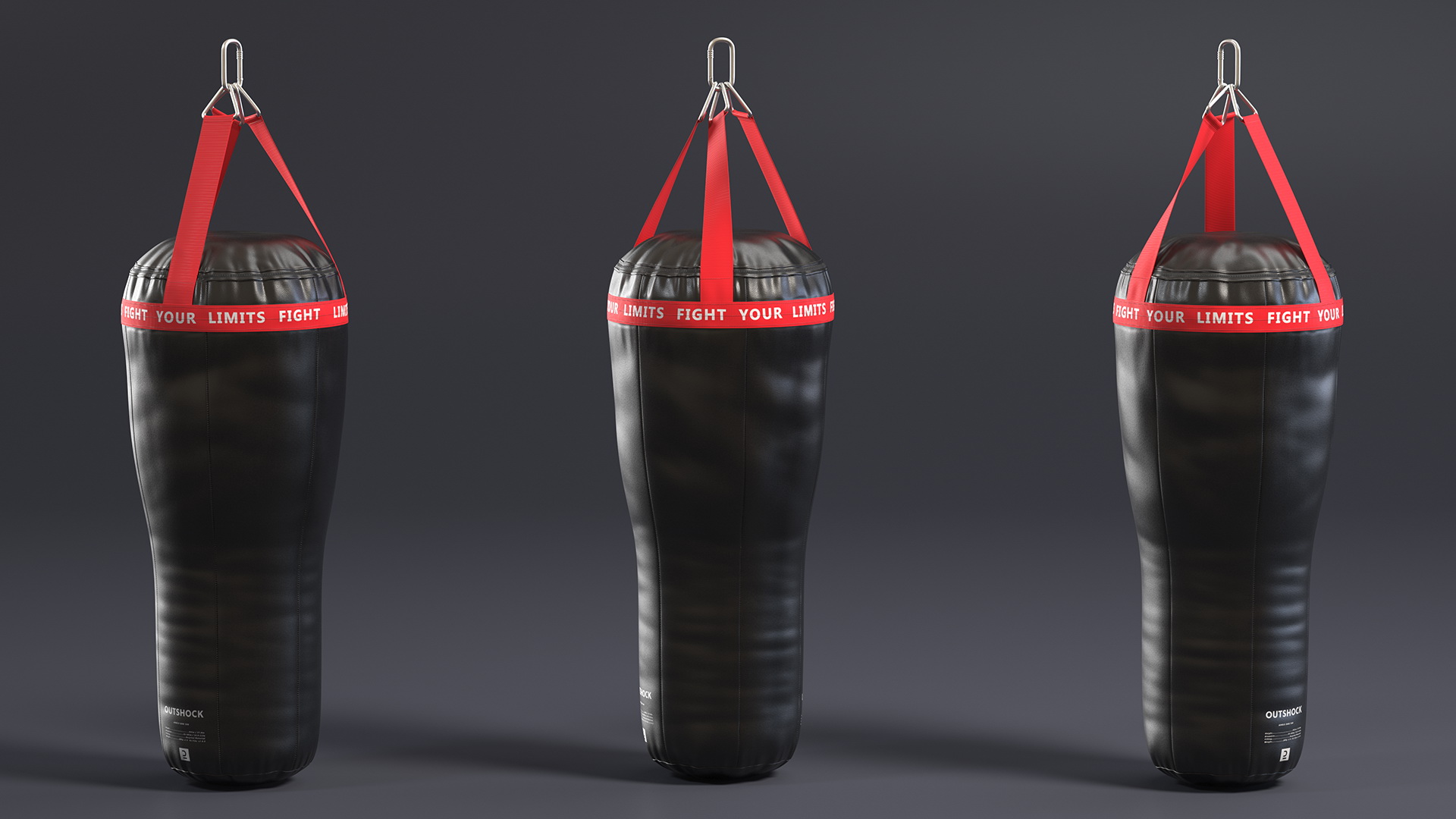 Leather Uppercut Punch Bag Black 3D