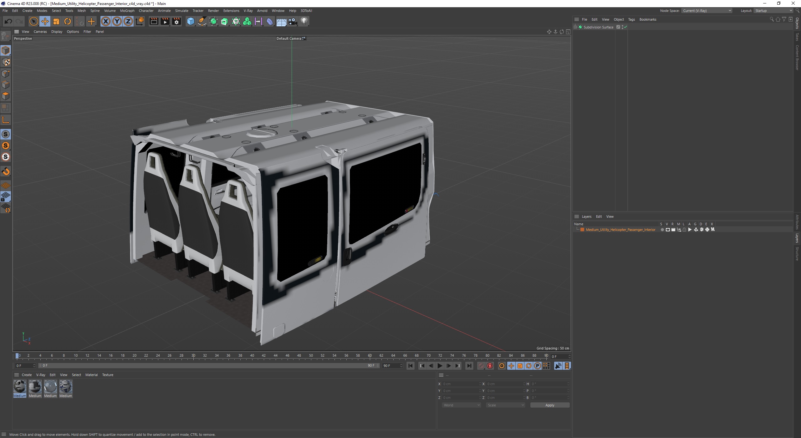 Medium Utility Helicopter Passenger Interior 3D model