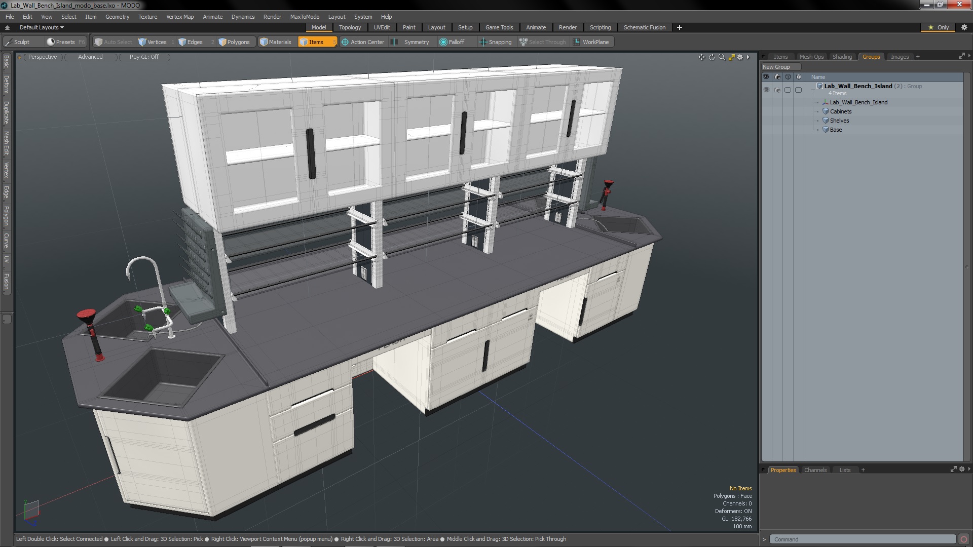 3D Lab Wall Bench Island