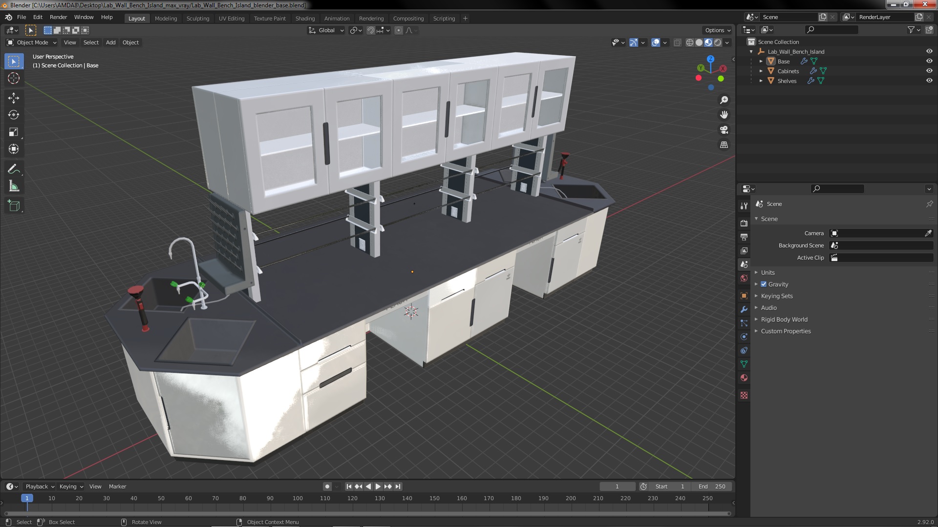 3D Lab Wall Bench Island