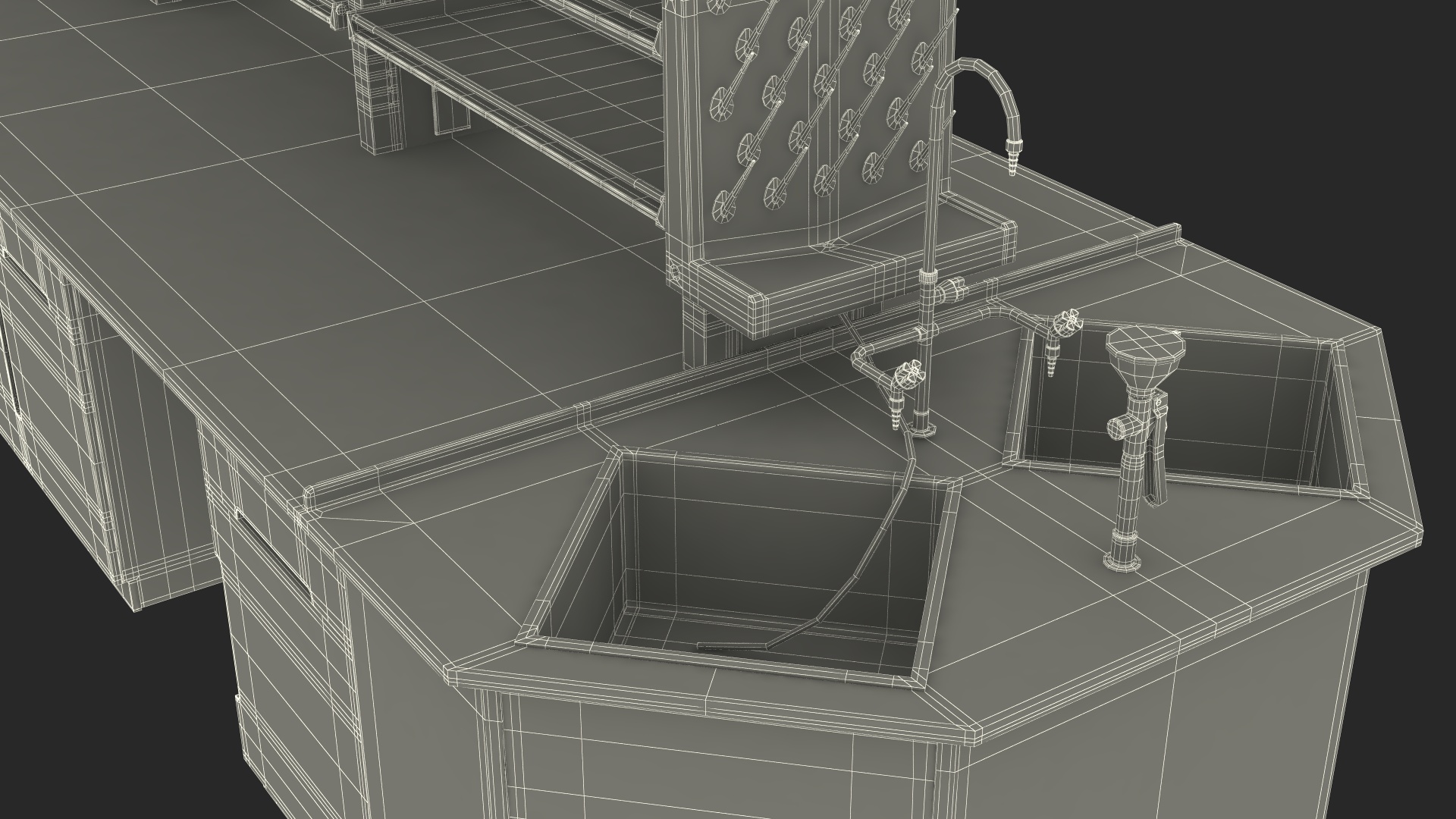 3D Lab Wall Bench Island