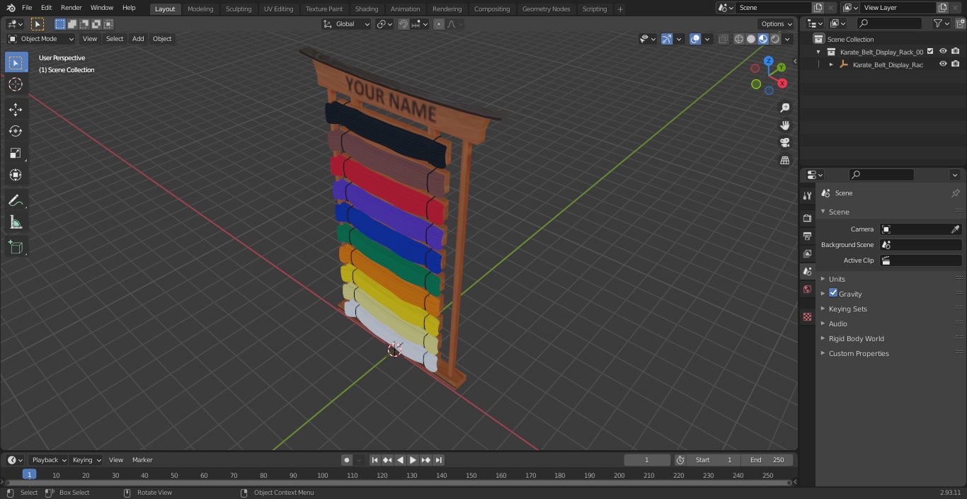 Karate Belt Display Rack 3D model