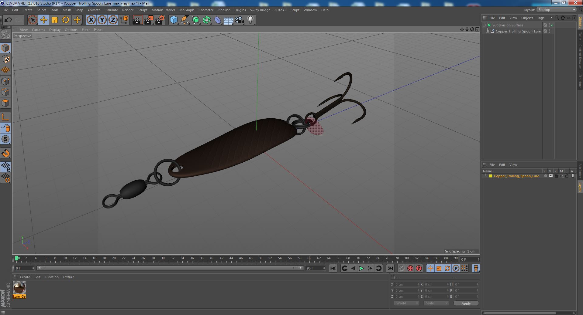 3D Copper Trolling Spoon Lure