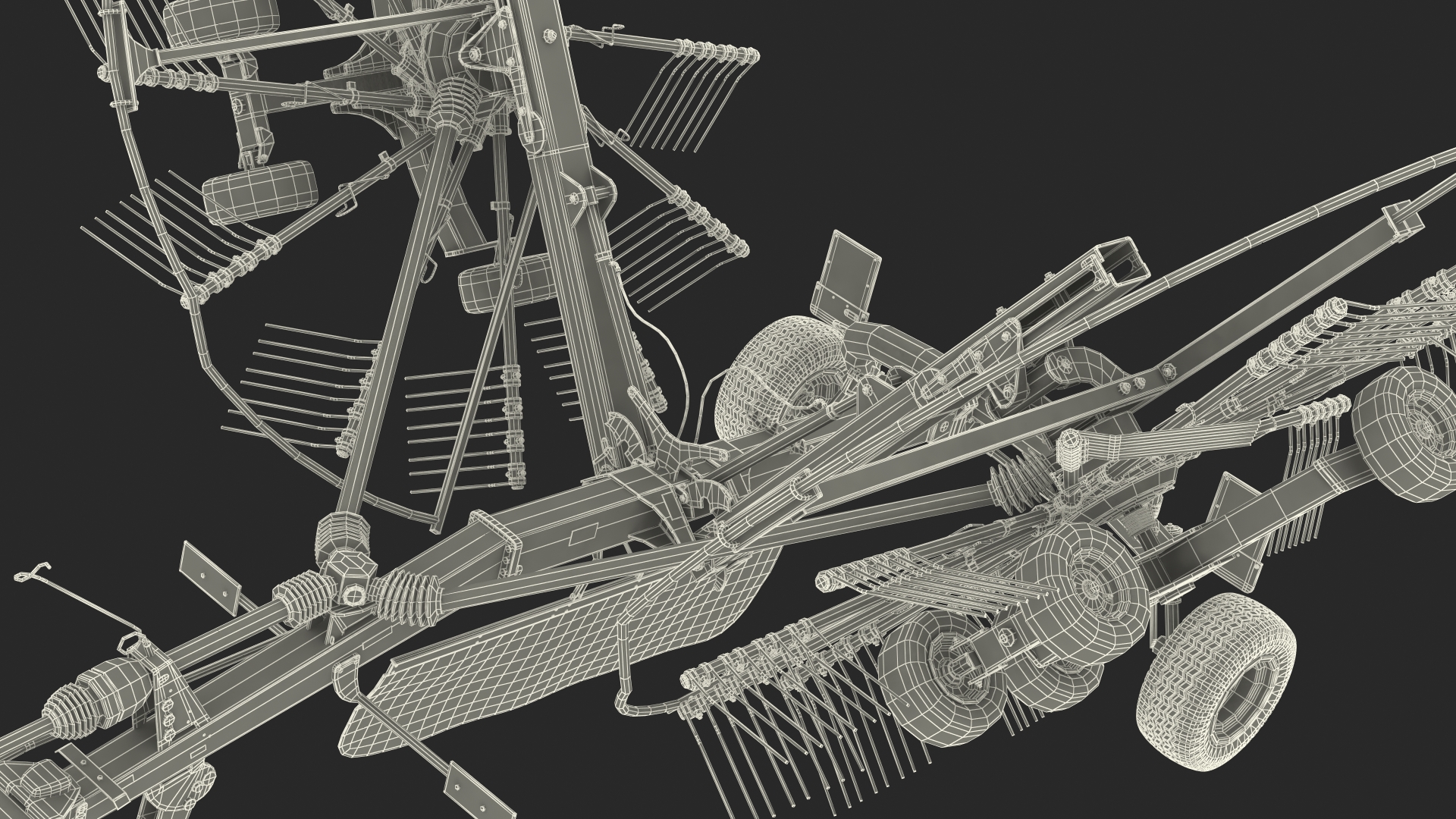 3D Used Twin Rotor Hay Rake Claas Liner 2700 Rigged model