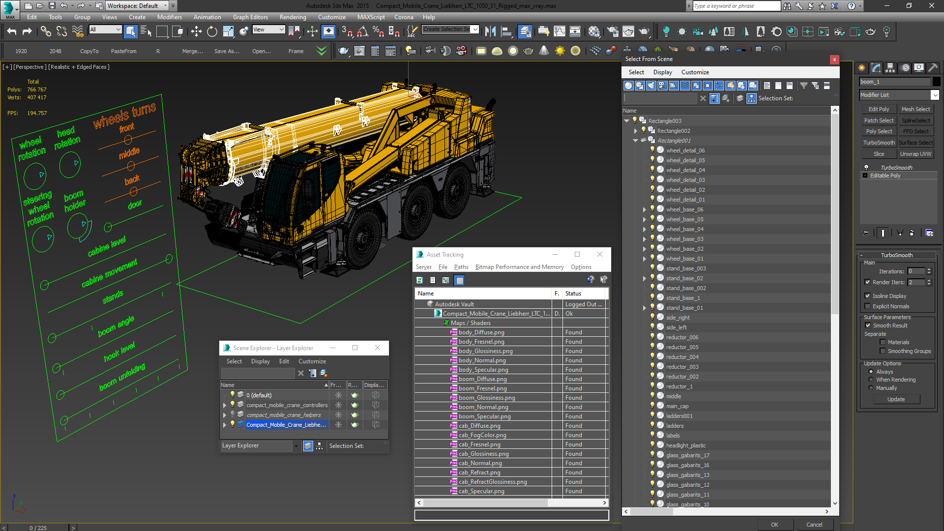 3D Compact Mobile Crane Liebherr LTC 1050 31 Rigged model
